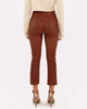 Cognac High Waisted Leather Crop Flare Legging
