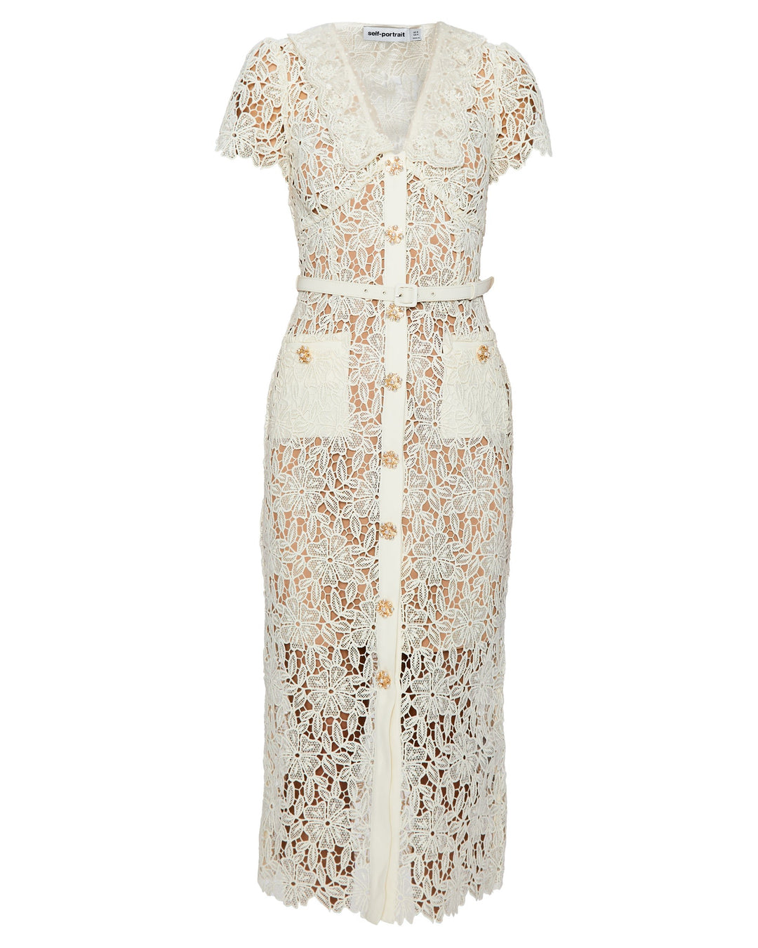 Self Portrait Cream Lace Midi Dress