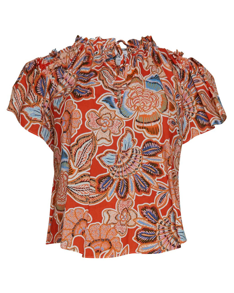 Misa Suparna Top in Tangerine Floral