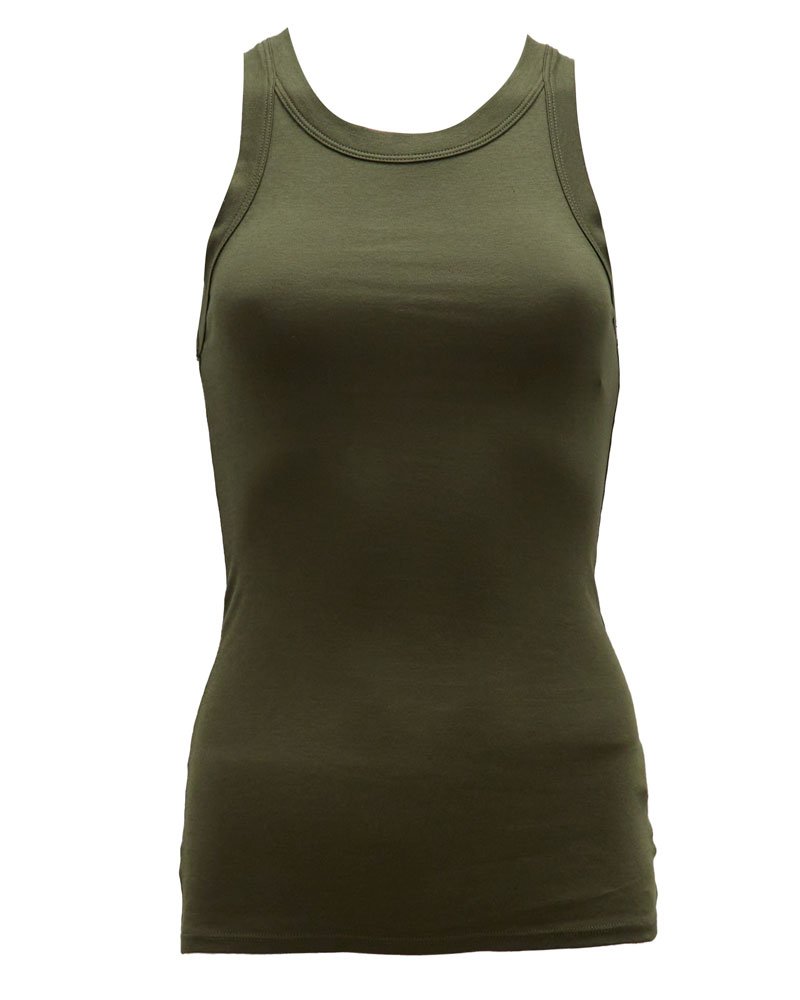 Enza Costa Supima Sheath Cotton Tank in Dark Olive