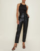 Tessa Vegan Leather Tie Waist Pant in Black