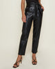 Tessa Vegan Leather Tie Waist Pant in Black