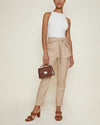 Tessa Vegan Leather Tie Waist Pant in Egret