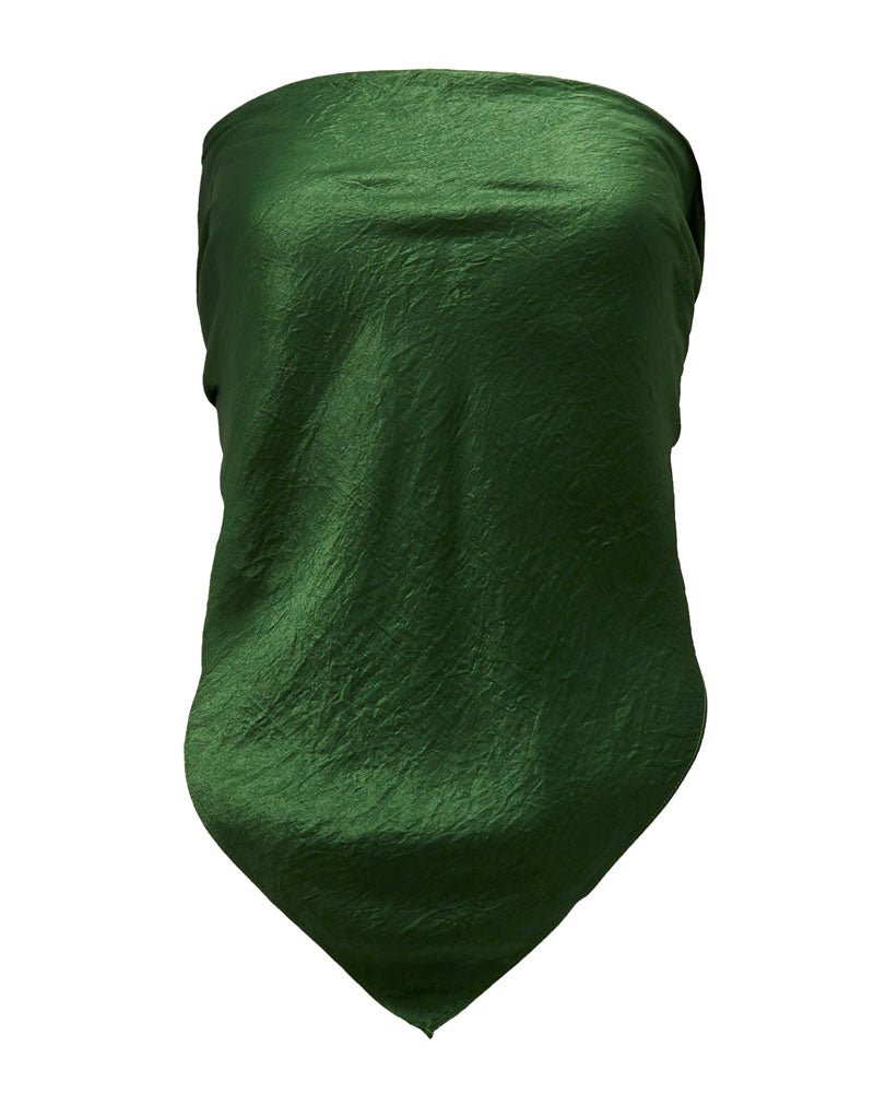 Enza Costa Textured Satin Scarf Top in Grass Green