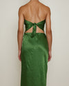 Enza Costa Textured Satin Scarf Top in Grass Green