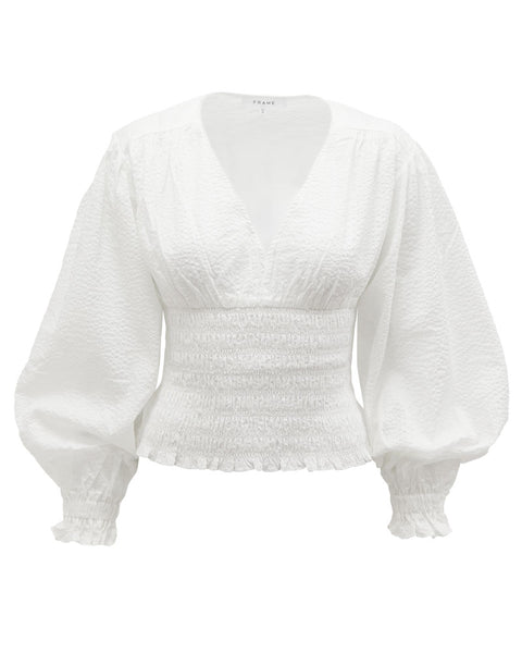 Frame V Neck Smocked Top
